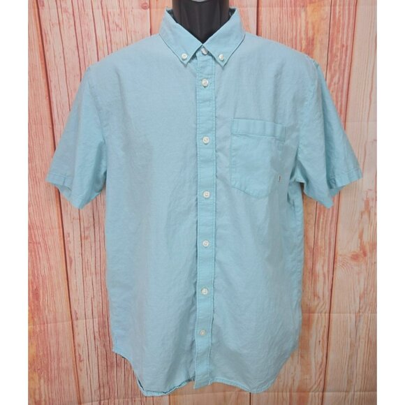 Vans Mens Short Sleeve Button-Up Casual Shirt Blue Medium - Picture 1 of 9